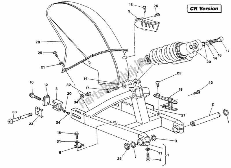 Toutes les pièces pour le Bras Oscillant Cr du Ducati Supersport 900 SS USA 1992